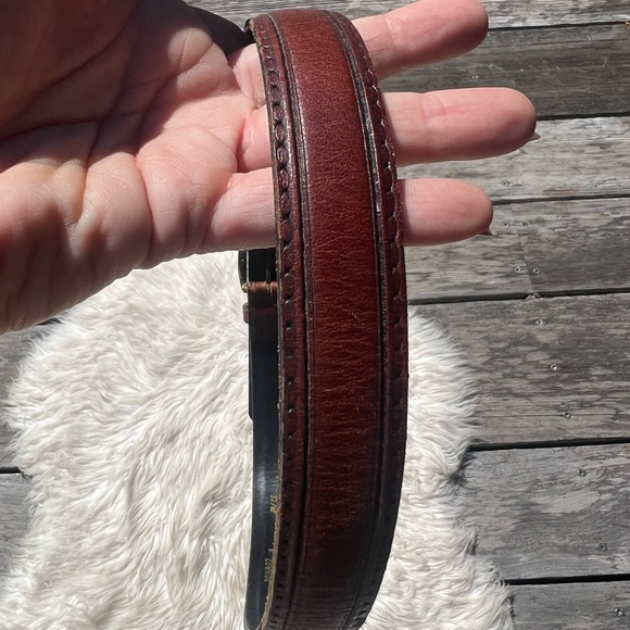 Elegant Brown Red Genuine Oil Leather Belt